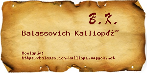 Balassovich Kalliopé névjegykártya